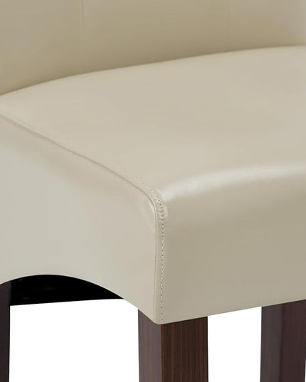 SIMPLIHOME Cosmopolitan Transitional Set with 4 Upholstered Chairs Vegan Faux Leather and 66 inch Wide Table for The Dining Room and Kitchen, 5 Pc, Satin Cream - LeafyLoom