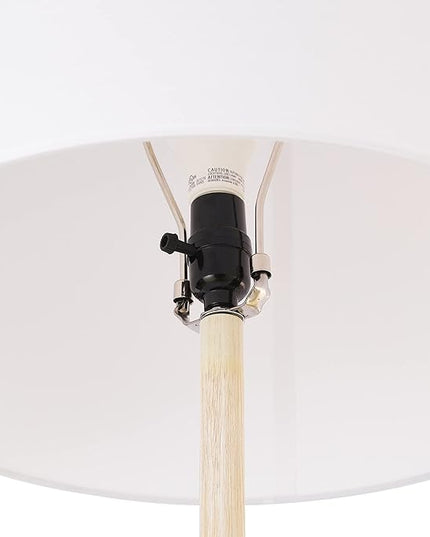 Globe Electric 52112 Kanana 65" Floor Lamp, Faux Wood, Cotton Shade - LeafyLoom