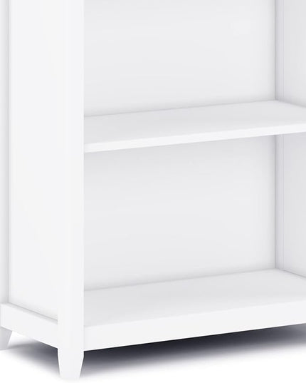 SIMPLIHOME Amherst SOLID WOOD 30 Inch Transitional 5 Shelf Bookcase in White, For the Living Room, Study Room and Office - LeafyLoom