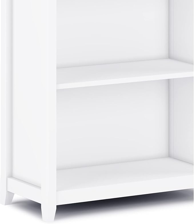 SIMPLIHOME Amherst SOLID WOOD 30 Inch Transitional 5 Shelf Bookcase in White, For the Living Room, Study Room and Office - LeafyLoom