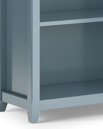SIMPLIHOME Amherst SOLID WOOD 30 Inch Wide Transitional 5 Shelf Bookcase in French Blue, for The Living Room, Study Room and Office - LeafyLoom