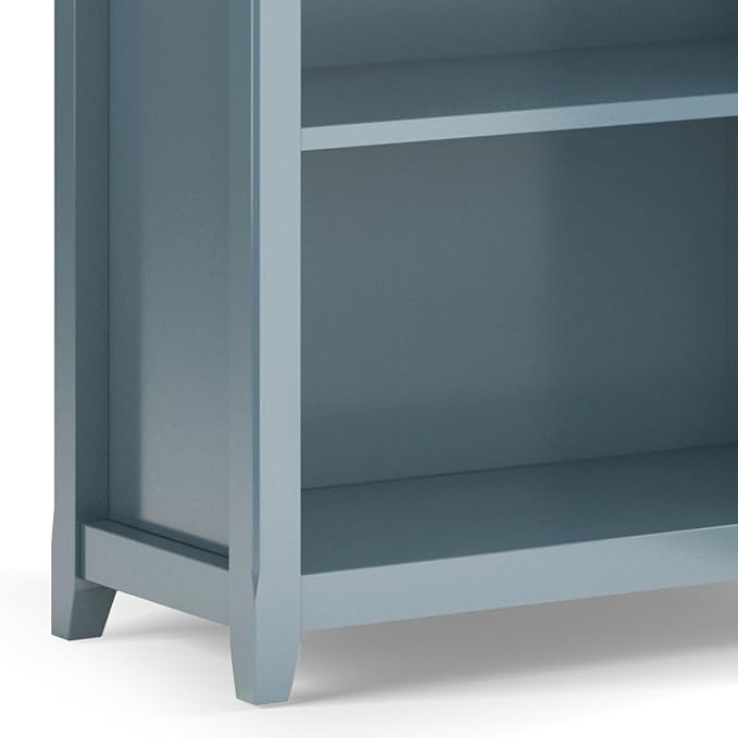 SIMPLIHOME Amherst SOLID WOOD 30 Inch Wide Transitional 5 Shelf Bookcase in French Blue, for The Living Room, Study Room and Office - LeafyLoom