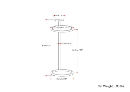 SIMPLIHOME Brook Contemporary 10 Inch Wide Metal C Side Table in White / Gold, For the Living Room and Bedroom - LeafyLoom