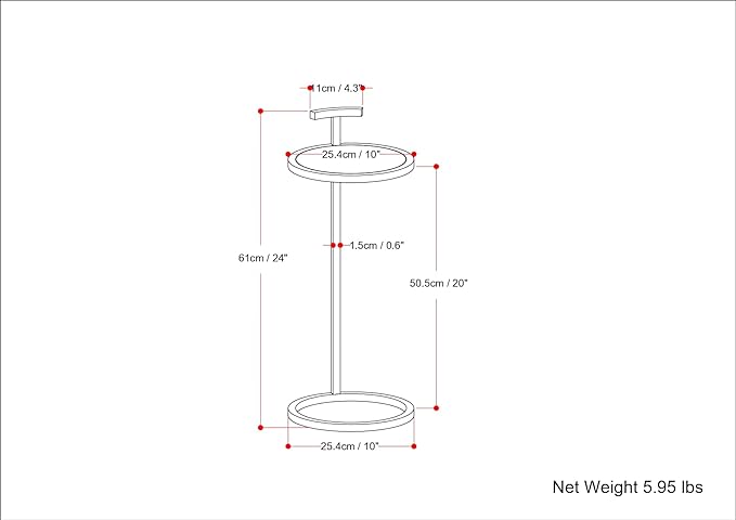 SIMPLIHOME Brook Contemporary 10 Inch Wide Metal C Side Table in White / Gold, For the Living Room and Bedroom - LeafyLoom
