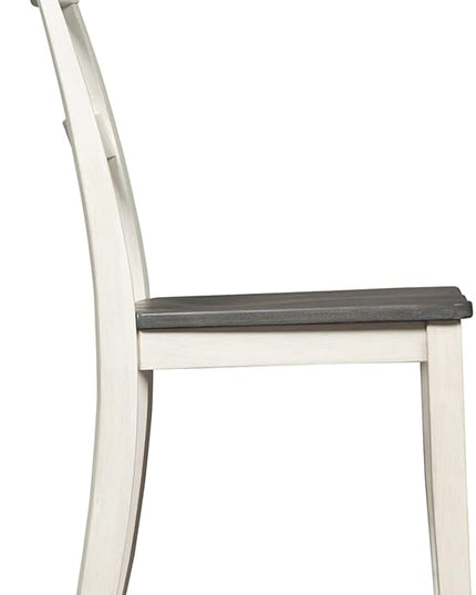 Signature Design by Ashley Nelling Modern Farmhouse 18" Weathered Dining Chair, Set of 2, White & Dark Brown - LeafyLoom