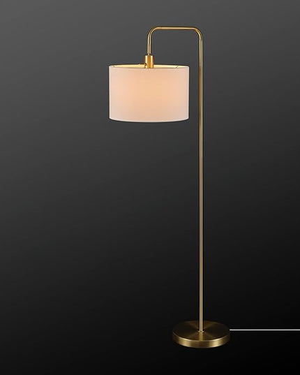 Globe Electric 61000021 58" Floor Lamp, Brass, White Linen Shade, On/Off Rotary Switch on Socket, Floor Lamp for Living Room, Floor Lamp for Bedroom, Home Improvement, Home Office Accessories - LeafyLoom