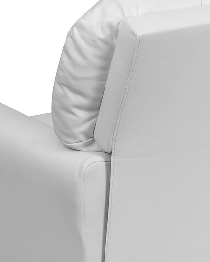 Flash Furniture Chandler Vinyl Kids Recliner with Cup Holder and Safety Recline, Contemporary Reclining Chair for Kids, Supports up to 90 lbs., White - LeafyLoom