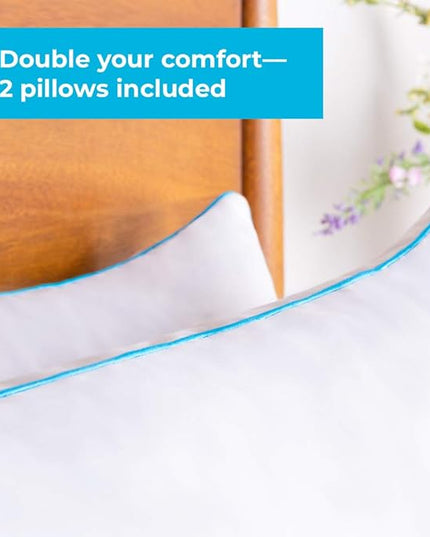 LINENSPA Two Pack Shredded Gel Memory Foam Pillow – Cooling Bed Pillow – Side, Stomach, and Back Sleepers – Pack of 2 – Standard - LeafyLoom