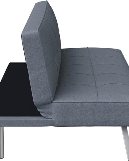 Serta Rane Convertible Sofa Lounger Microfiber Light Grey Full - LeafyLoom
