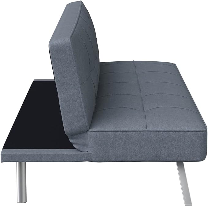Serta Rane Convertible Sofa Lounger Microfiber Light Grey Full - LeafyLoom