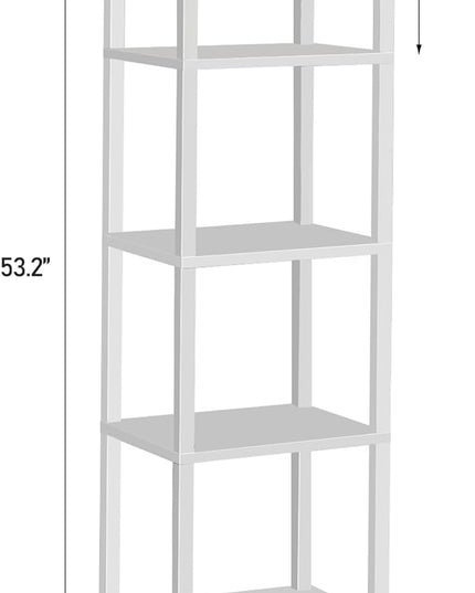 TUTOTAK Bookshelf, 5-Tier Tall Book Shelf, Narrow Bookcase for Small Space, DIY Stackable Bookshelf, for Living Room, Office, Study, Entryway, Industrial, White BS01BW005 - LeafyLoom
