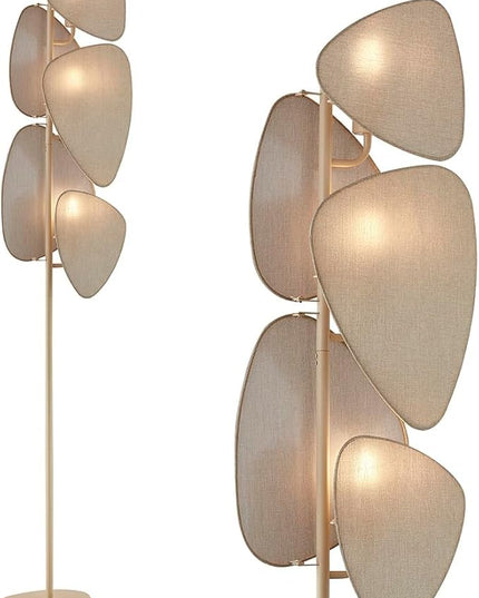 WOXXX Floor Lamp,Floor Lamps for Living Room,Modern Floor Lamp for Bedroom Office,Boho Corner Floor Lamp with 5 Weave Shades,Reading Tall Lamp Standing Lamp,Minimalist Unique Tree Floor Lamp(Beige) - LeafyLoom