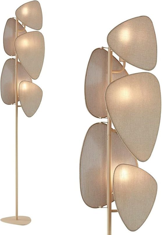 WOXXX Floor Lamp,Floor Lamps for Living Room,Modern Floor Lamp for Bedroom Office,Boho Corner Floor Lamp with 5 Weave Shades,Reading Tall Lamp Standing Lamp,Minimalist Unique Tree Floor Lamp(Beige) - LeafyLoom