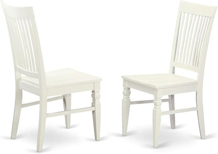 East West Furniture Hartland 3 Piece Dinette Set for Small Spaces Contains a Round Table with Pedestal and 2 Kitchen Dining Chairs, 42x42 Inch, Linen White - LeafyLoom