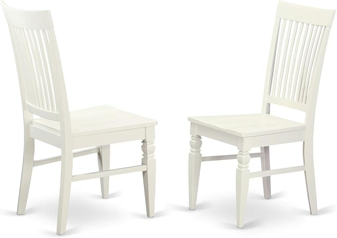 East West Furniture Hartland 3 Piece Dinette Set for Small Spaces Contains a Round Table with Pedestal and 2 Kitchen Dining Chairs, 42x42 Inch, Linen White - LeafyLoom
