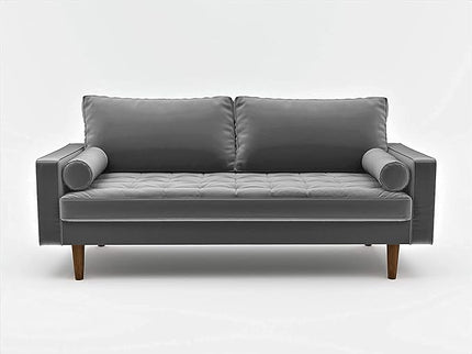 Womble Velvet Upholstered Living Room Diamond Tufted Chesterfield Sofa with Gleaming Nailheads, Grey - LeafyLoom