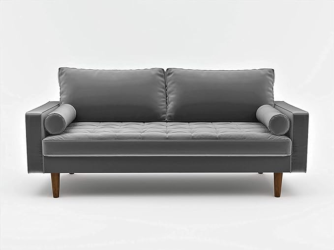 Womble Velvet Upholstered Living Room Diamond Tufted Chesterfield Sofa with Gleaming Nailheads, Grey - LeafyLoom