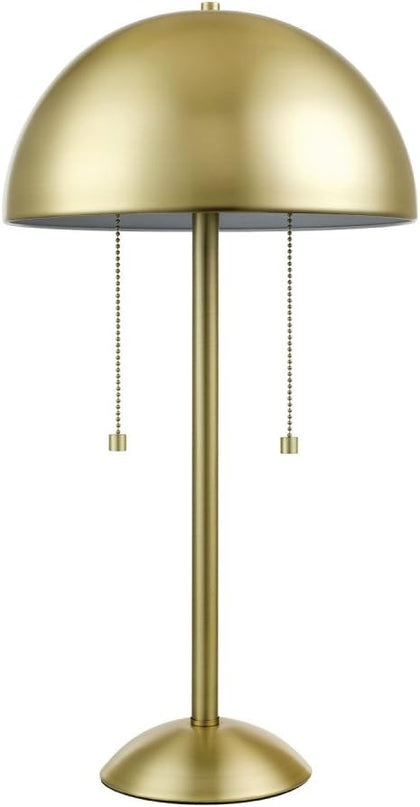 Globe Electric 12976 Haydel 21" 2-Light Table Lamp, Matte Brass, Double On/Off Pull Chain - LeafyLoom