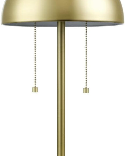 Globe Electric 12976 Haydel 21" 2-Light Table Lamp, Matte Brass, Double On/Off Pull Chain - LeafyLoom
