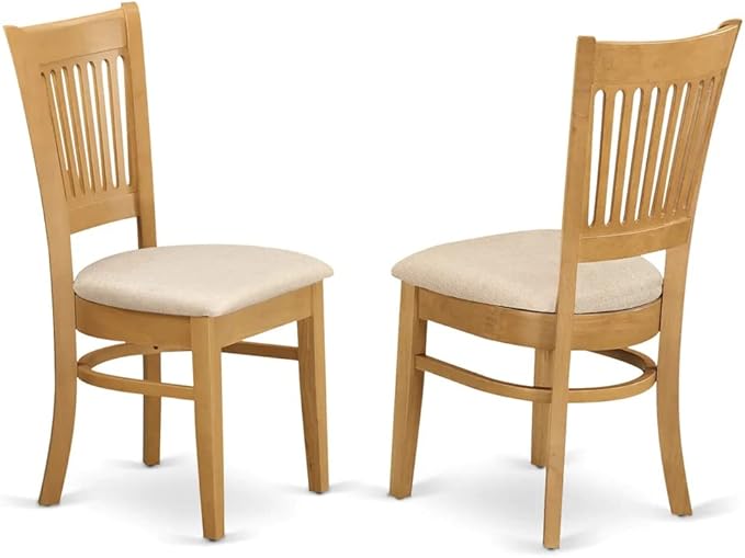 East West Furniture ANVA3-OAK-C 3 Piece Kitchen Table Set for Small Spaces Contains a Round Dining Room Table with Pedestal and 2 Linen Fabric Upholstered Chairs, 36x36 Inch, Oak - LeafyLoom