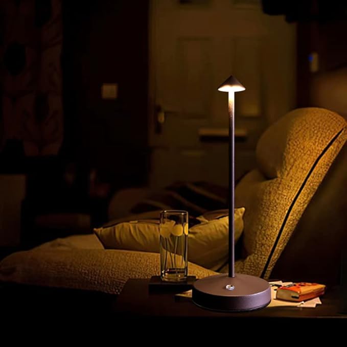 2 PACK Cordless Lamps,Battery Rechargeable Table Lamp,Portable Lamps,2 Level Brightness Dimmable Night Light,Minimalist Design,Cordless Table Lamps for Living Room/Restaurant/Couple Dinner(Rust) - LeafyLoom
