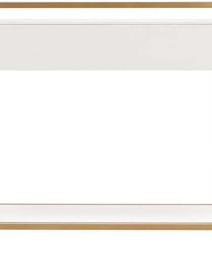 Leick Home 9231-WTGL Claudette Mixed Metal and Wood Hall Stand with Shelf, White/gold - LeafyLoom