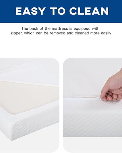 6/8/10/12 inch Gel Memory Foam Mattress for Cool Sleep & Pressure Relief, Medium Firm Mattresses CertiPUR-US Certified/Bed-in-a-Box/Pressure Relieving (10 in, Full) White - LeafyLoom