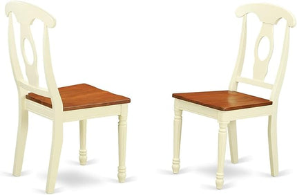 East West Furniture Dublin 5 Piece Room Furniture Set Includes a Round Kitchen Table with Dropleaf and 4 Dining Chairs, 42x42 Inch, Buttermilk & Cherry - LeafyLoom