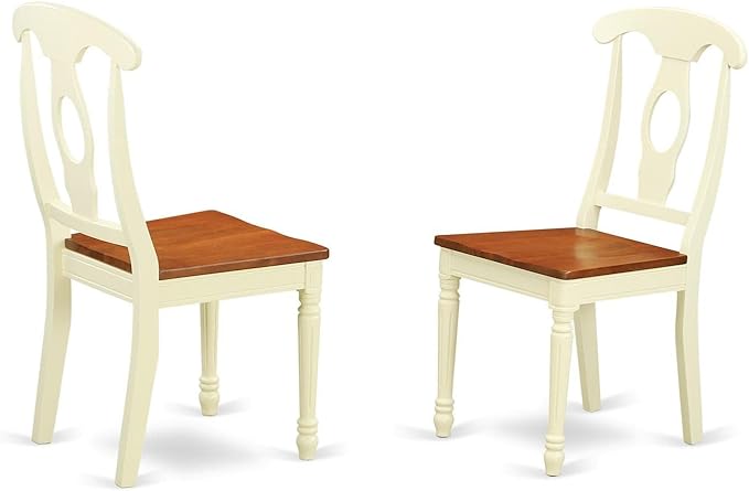 East West Furniture Dublin 5 Piece Room Furniture Set Includes a Round Kitchen Table with Dropleaf and 4 Dining Chairs, 42x42 Inch, Buttermilk & Cherry - LeafyLoom