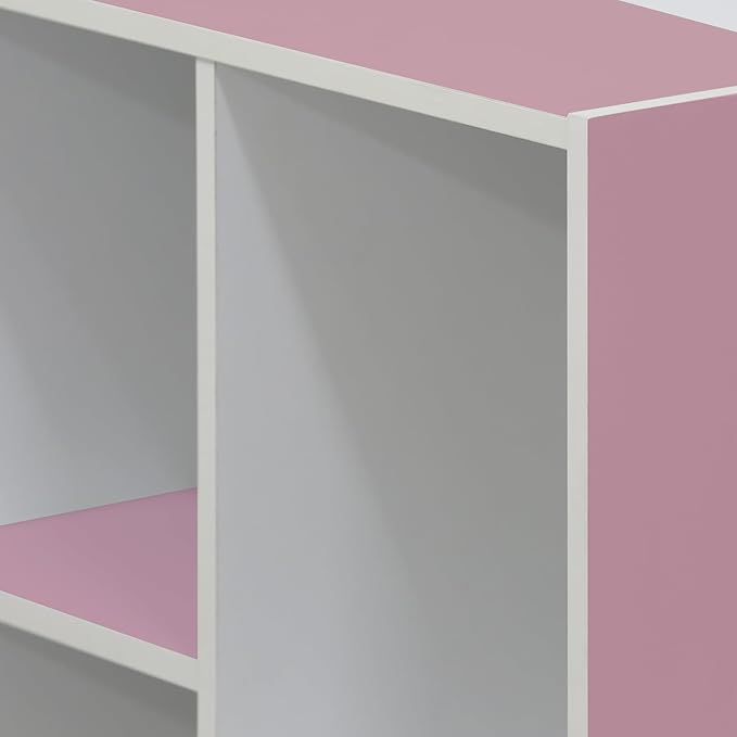 Furinno 5-Tier Reversible Color Open Shelf Bookcase , White/Pink 11055WH/PI - LeafyLoom