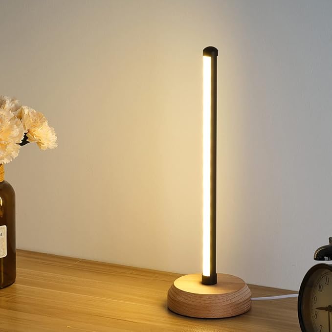 Modern Led Wood Table Lamp, 3-Color Temperature Bedside Lamp,Bedroom Bedside Night Light, Dimmable Led Lighting, Creative Home Decor, Unique House warmging Gift - LeafyLoom