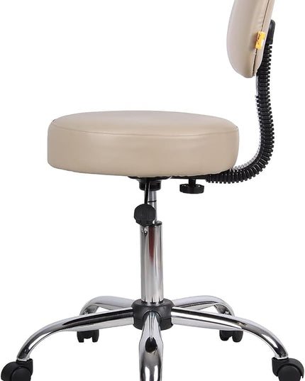 Boss Office Products Be Well Medical Spa Stool with Back in Beige - LeafyLoom