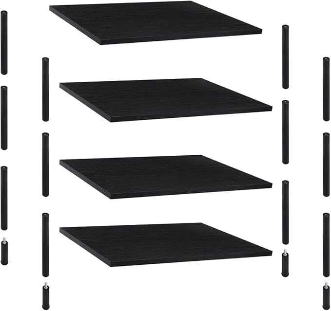 melos 4 Tier Bookshelf, Classically Tall Bookcase Shelf Storage Organizer, Modern Book Shelf for Bedroom, Living Room and Home Office, Black - LeafyLoom