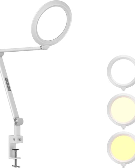 LED Desk Lamp for Video Conferencing, Webcam Light, Reading Light, Dimmable 4 Color Modes, 18W Desk Light, Clip on Light, Eye Care Zoom Light, for Home Office and Office Use - LeafyLoom