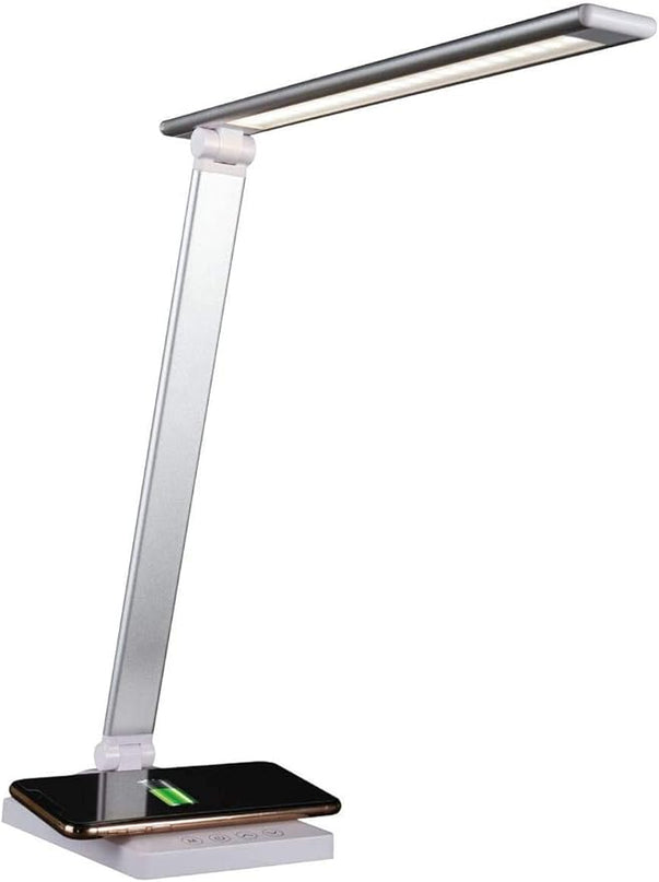 OttLite Entice LED Desk Lamp with Wireless Charging – Folds Down, Adjustable Arm & Shade, Touch Controls, 3 Color Temperatures, ClearSun LED, for Work, Study, Reading, Crafting - LeafyLoom