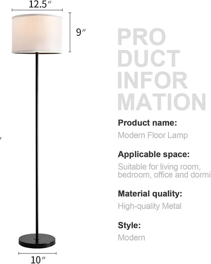 Oneach 61" Farmhouse Industrial Floor Lamp for Living Room Standing Floor Lamp Rustic Floor Lamps for Living Room Bedroom Tall Lamps with Rotary Switch for Bedroom with White Linen Lamp Shade - LeafyLoom