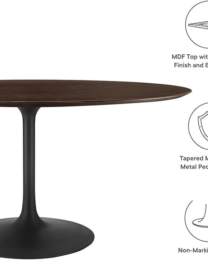 Modway Lippa Dining Table, 60", Black Cherry Walnut - LeafyLoom