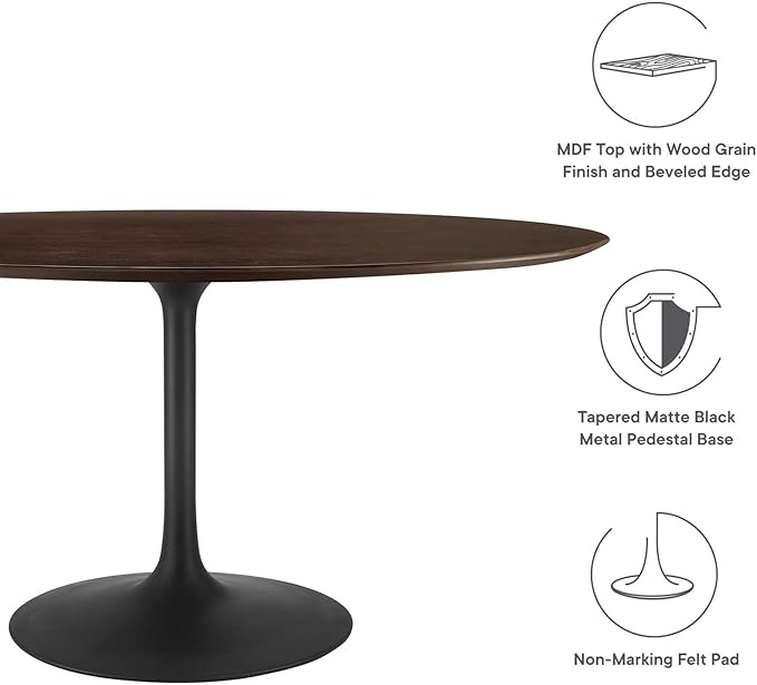 Modway Lippa Dining Table, 60", Black Cherry Walnut - LeafyLoom