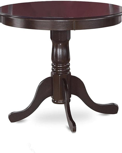 East West Furniture ANTI3-CAP-LC Antique 3 Piece Kitchen Set Contains a Round Table with Pedestal and 2 Faux Leather Dining Room Chairs, 36x36 Inch - LeafyLoom