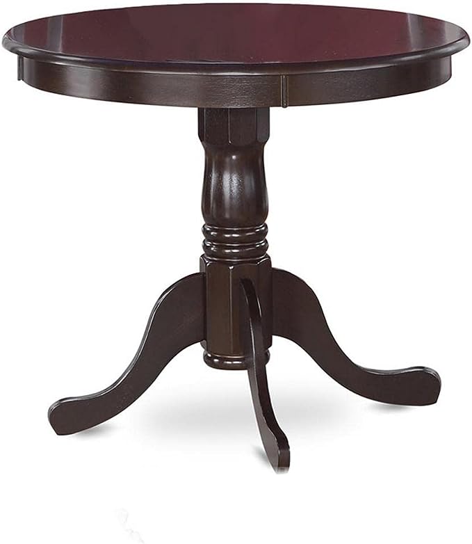 East West Furniture Antique 5 Piece Kitchen Set Includes a Round Room Table with Pedestal and 4 Linen Fabric Upholstered Dining Chairs, 36x36 Inch, ANTI5-CAP-C - LeafyLoom