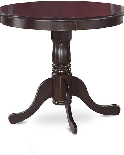 East West Furniture Antique 5 Piece Room Furniture Set Includes a Round Kitchen Table with Pedestal and 4 Faux Leather Upholstered Dining Chairs, 36x36 Inch, ANTI5-CAP-LC - LeafyLoom