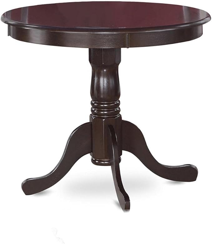 East West Furniture Antique 5 Piece Room Furniture Set Includes a Round Kitchen Table with Pedestal and 4 Faux Leather Upholstered Dining Chairs, 36x36 Inch, ANTI5-CAP-LC - LeafyLoom