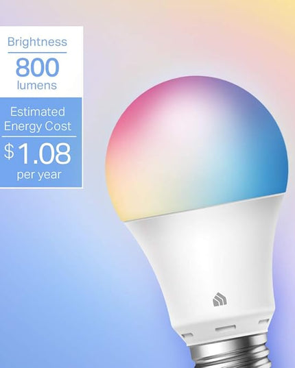 Kasa Smart Light Bulbs, Full Color Changing Dimmable Smart WiFi Bulbs Compatible with Alexa and Google Home, A19, 60 W 800 Lumens,2.4Ghz only, No Hub Required, 2-Pack (KL125P2), Multicolor KasaSmartbyTP-Link