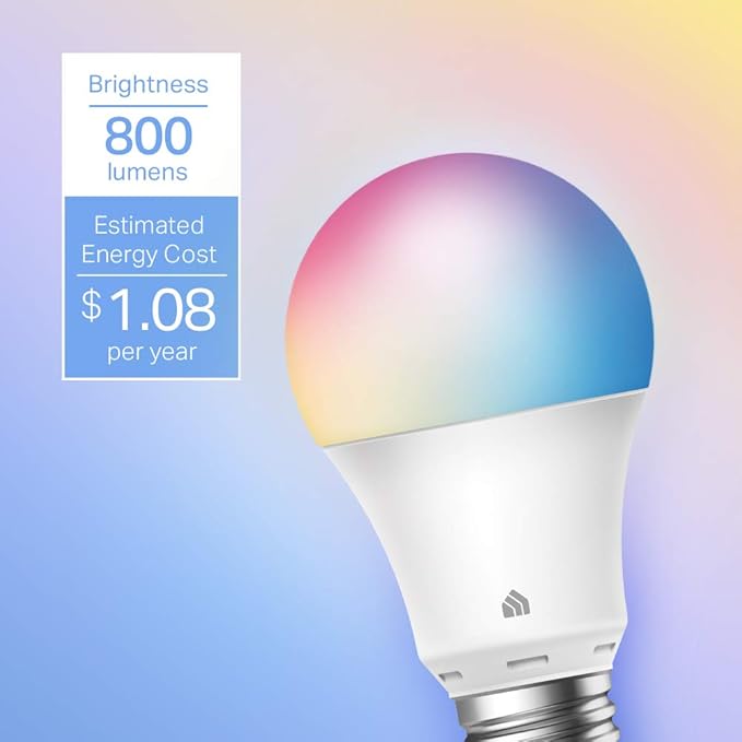 Kasa Smart Light Bulbs, Full Color Changing Dimmable Smart WiFi Bulbs Compatible with Alexa and Google Home, A19, 60 W 800 Lumens,2.4Ghz only, No Hub Required, 2-Pack (KL125P2), Multicolor KasaSmartbyTP-Link
