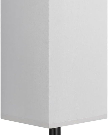 Grey Small Table Lamp for Bedroom - Bedside Lamps for Nightstand, Minimalist Night Stand Light Lamp with Square Fabric Shade, Desk Reading Lamp for Kids Room Living Room Office - LeafyLoom
