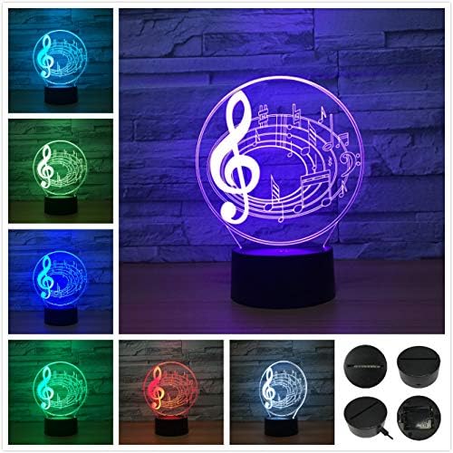 Music Note Shaped 3D Optical Illusion Lamp 7 Colors Change Timing Remote Control and Touch Button LED Table Desk Lamp for Home Bedroom Decoration - LeafyLoom