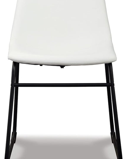 Signature Design by Ashley Centiar Urban Industrial Faux Leather 18.75" Bucket Dining Chair, 2 Count, White - LeafyLoom