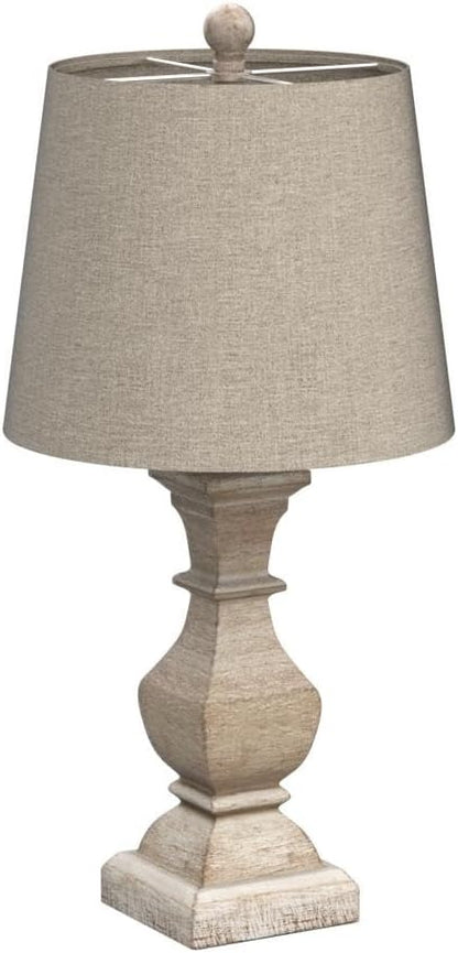 PoKat 20.5" Mid Century Table Lamp Sets of 2 for Living Room Retro Style Farmhouse Table Lamp for Bedroom Classic Beige Resin Bedside Night Light Lamps - LeafyLoom