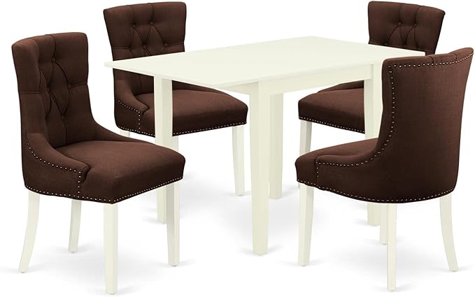 East West Furniture NDFR5-LWH-19 Dining Table Set - LeafyLoom