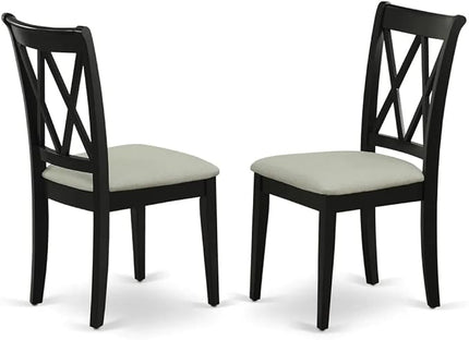 East West Furniture NOCL5-BLK-C 5 Piece Dining Table Set for 4 Includes a Rectangle Kitchen Table with Butterfly Leaf and 4 Linen Fabric Kitchen Dining Chairs, 32x54 Inch, Black - LeafyLoom